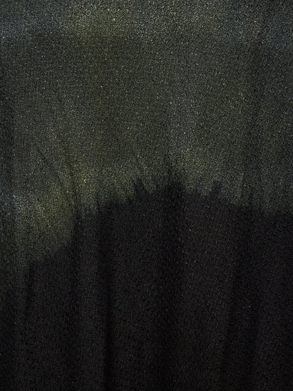 Zam Barrett 2010s Aqua Cotton Linen Black Dipped Dyed Frayed Edge Extra Long Scarf