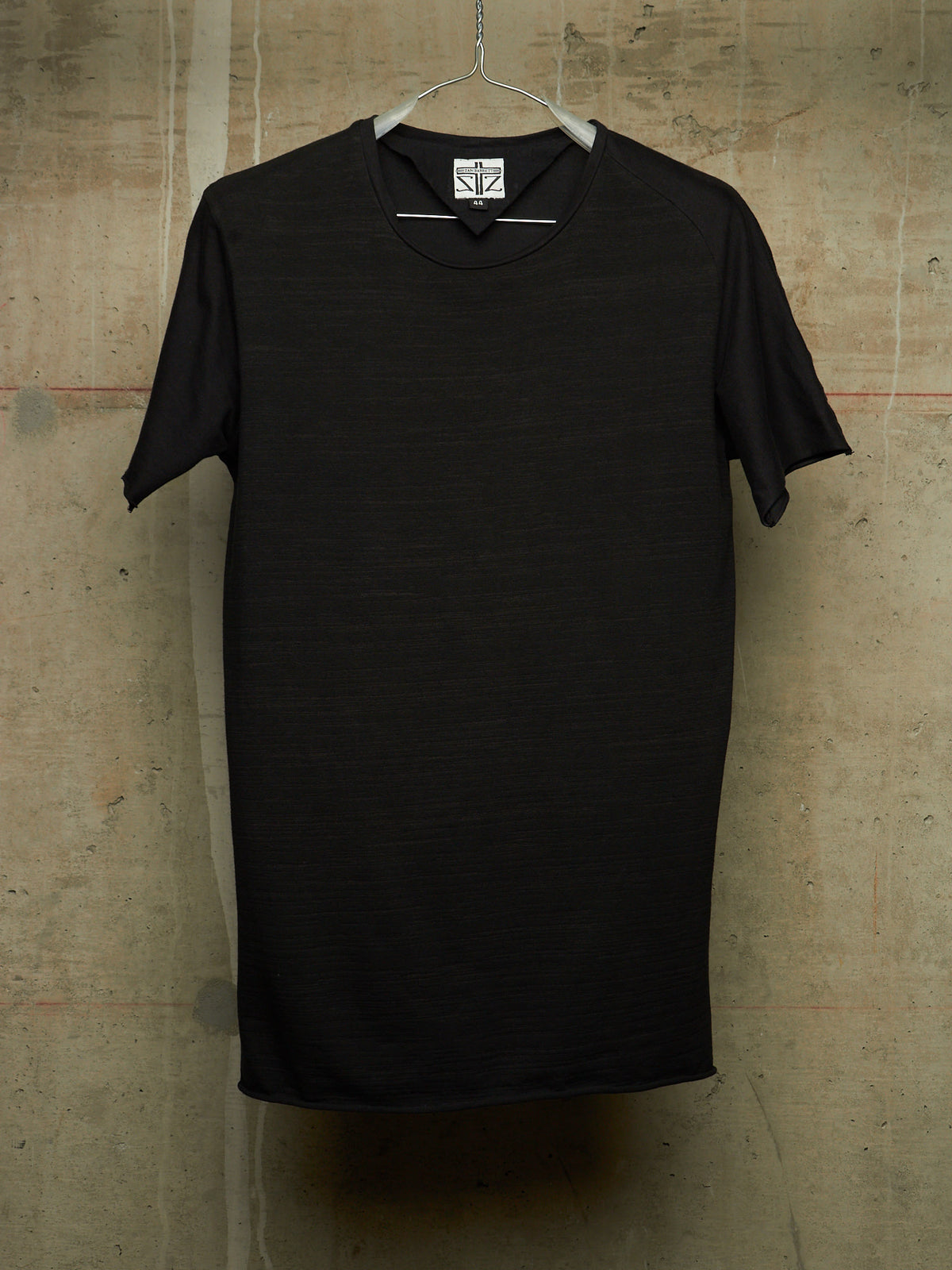 Zam Barrett 2010s Black Striped Rolled Edge Cotton Jersey Raglan T-shirt