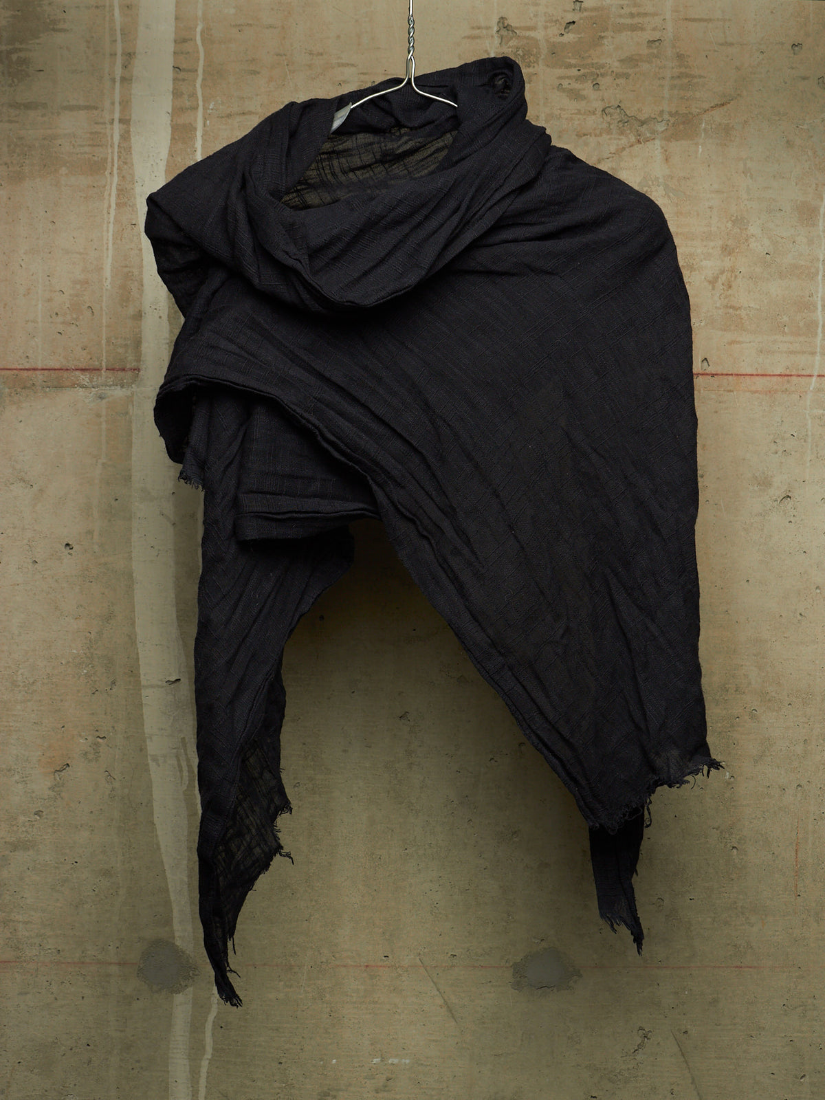 Zam Barrett 2010s Navy Lightweight Woven Cotton Frayed Edge Scarf