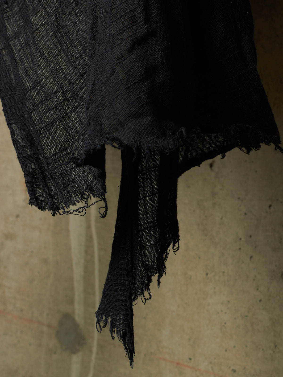 Zam Barrett 2010s Navy Lightweight Woven Cotton Frayed Edge Scarf