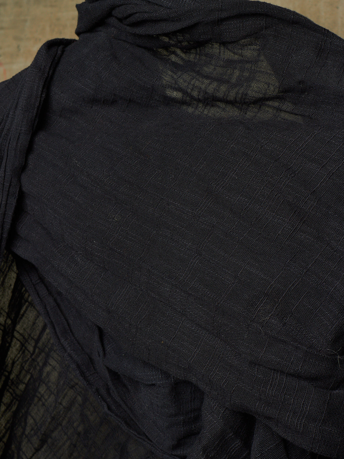 Zam Barrett 2010s Navy Lightweight Woven Cotton Frayed Edge Scarf