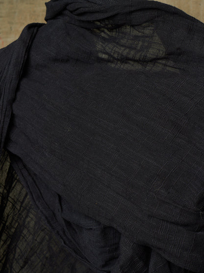 Zam Barrett 2010s Navy Lightweight Woven Cotton Frayed Edge Scarf