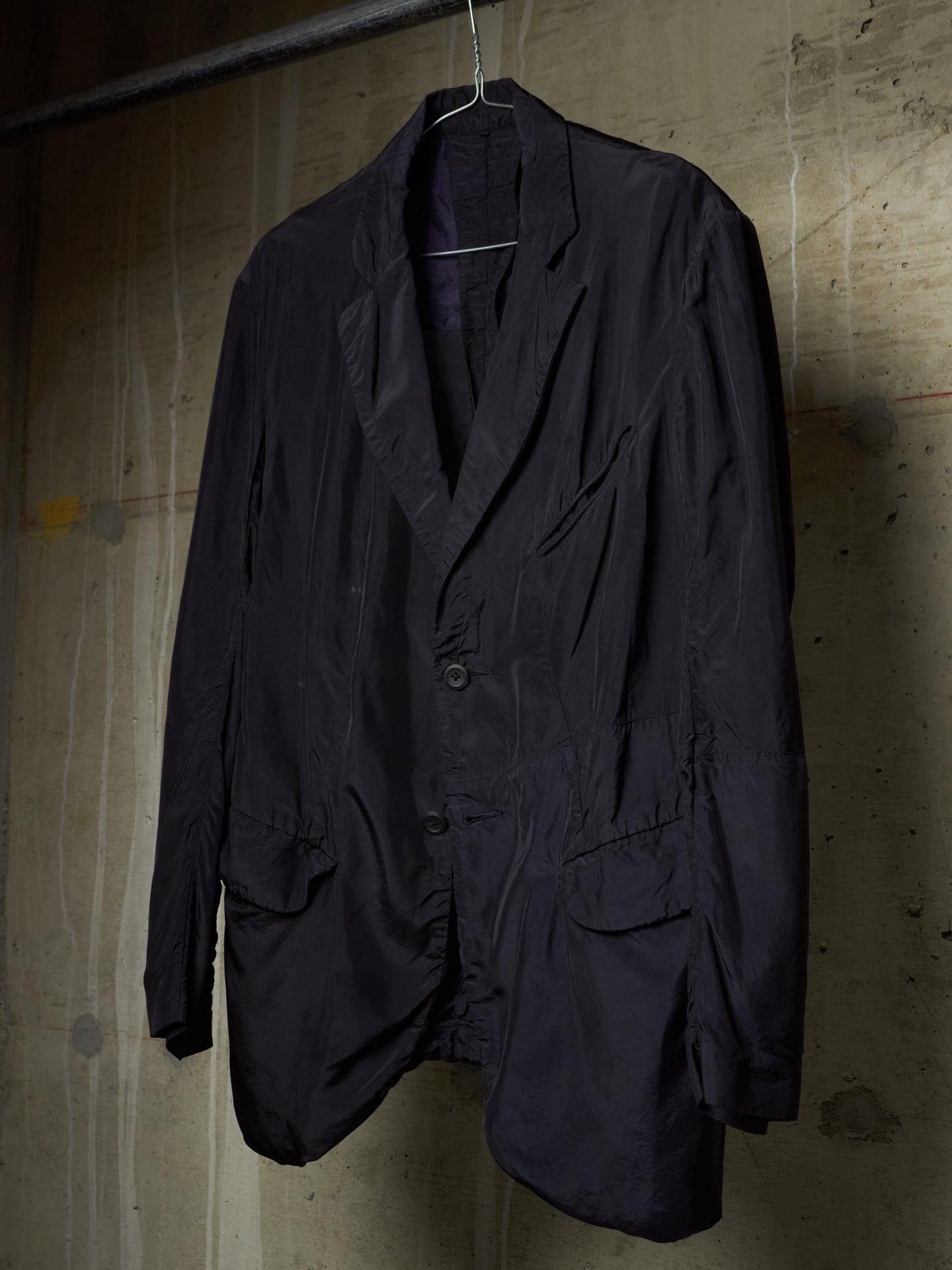 ZIGGY CHEN SS16 Black Dark Navy Panelled Unlined Curpo Blazer