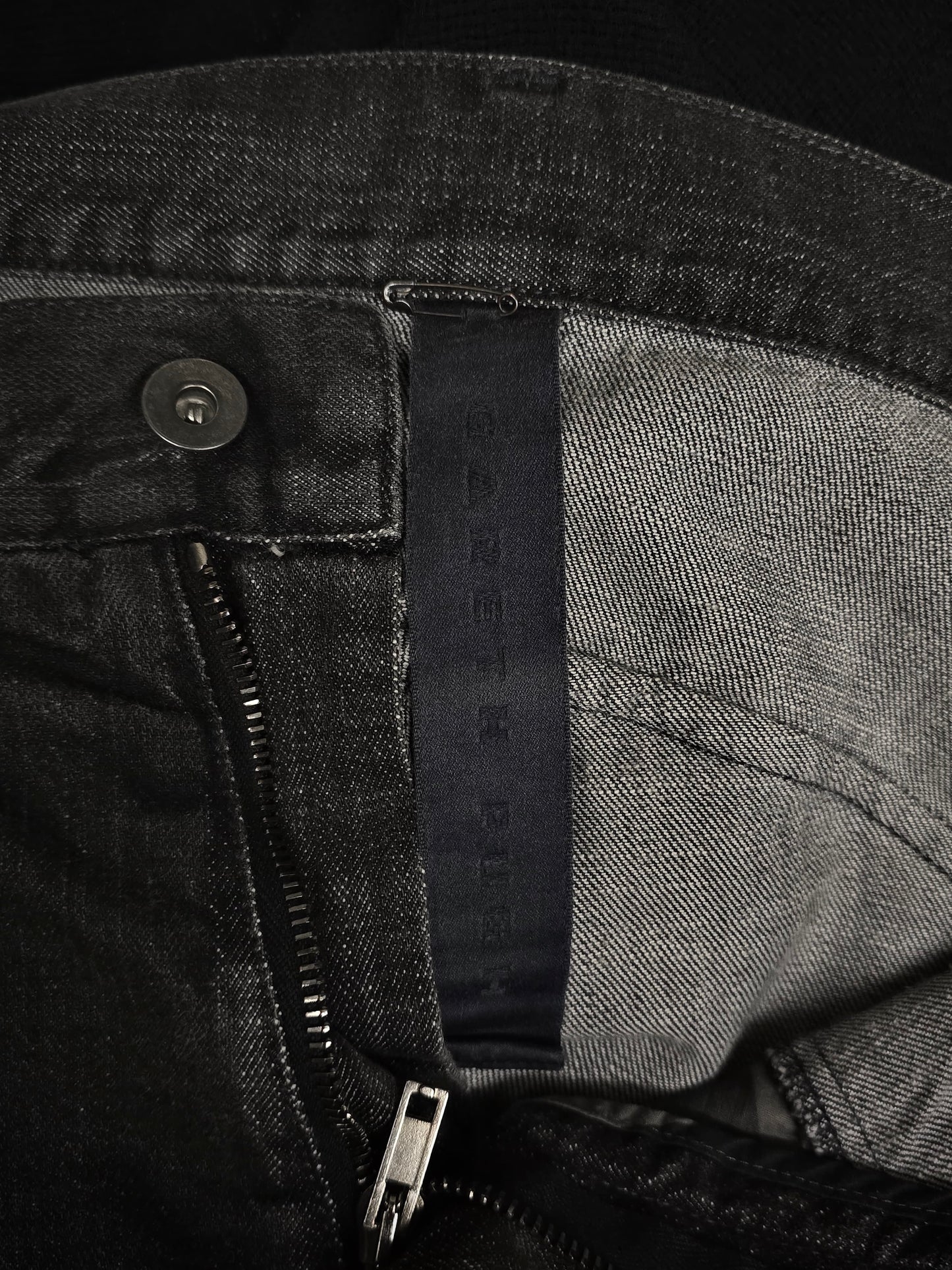 Gareth Pugh AW10-11 Charcoal Grey Back Frayed Skirt Layered Skinny Denim