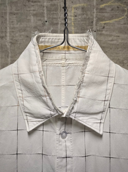 Carol Christian Poell 00s Threaded Check Pattern White Short Sleeve Button-Up Shirt