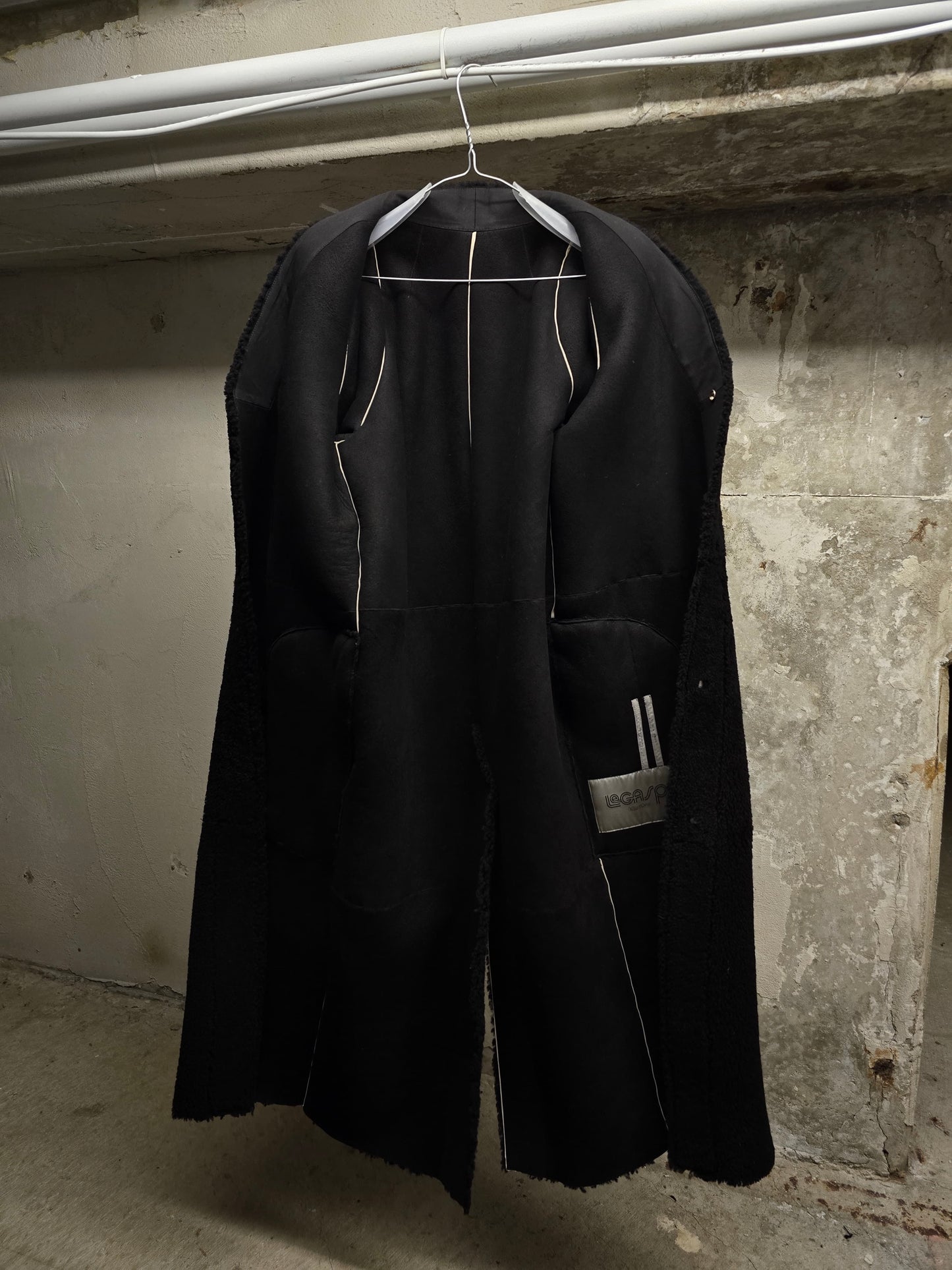 Rick Owens AW19 "LARRY" Legaspi Black Lamb Shearling Coat