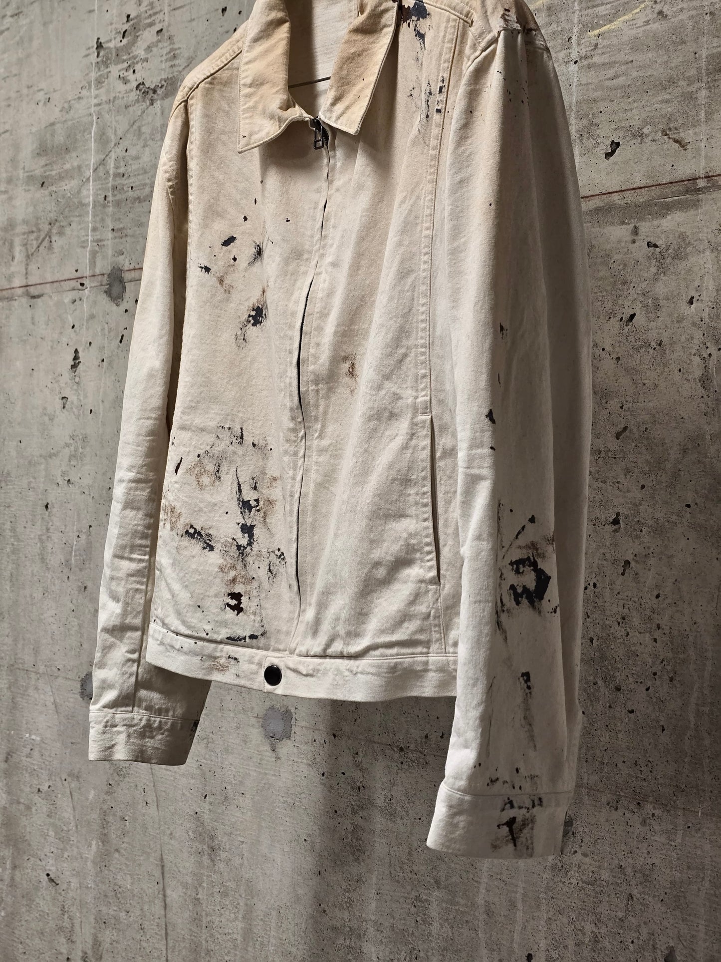 Individual Sentiments SS24 Hand Painted Slub Cotton Front Zip Blouson