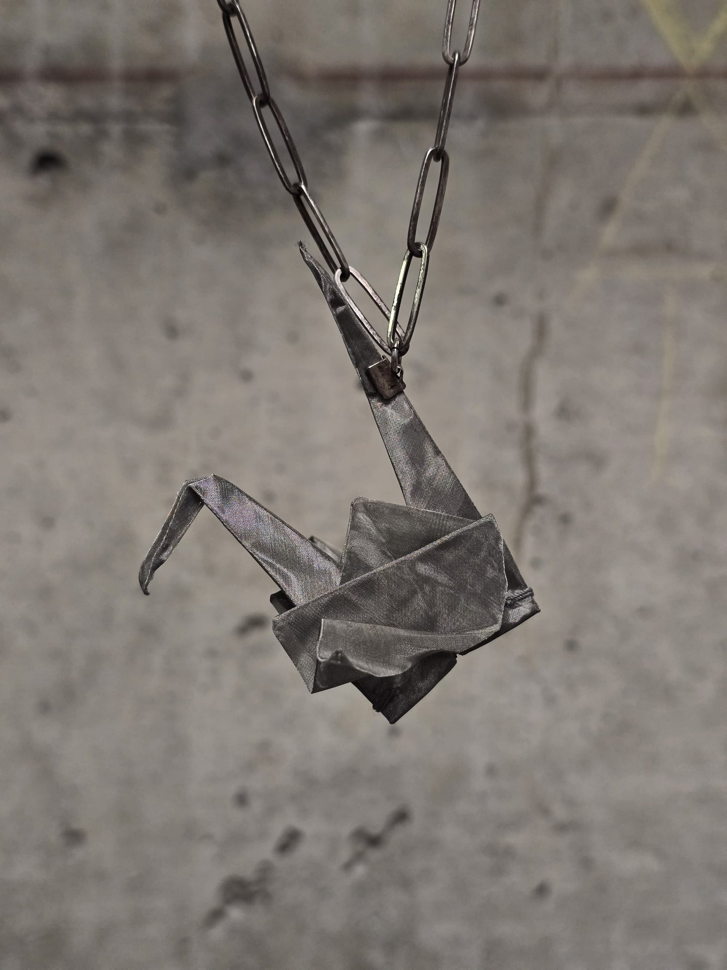 Taichi Murakami Stainless Steel Origami Crane Silver Necklace