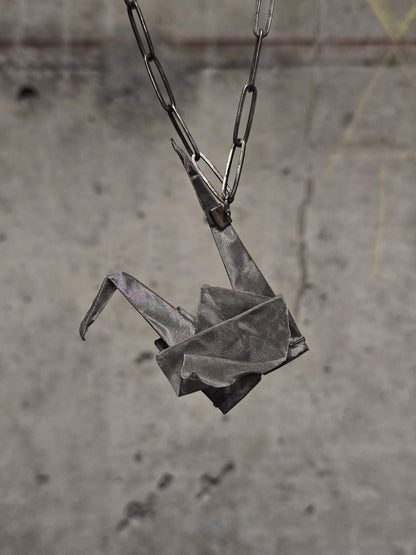 Taichi Murakami Stainless Steel Origami Crane Silver Necklace
