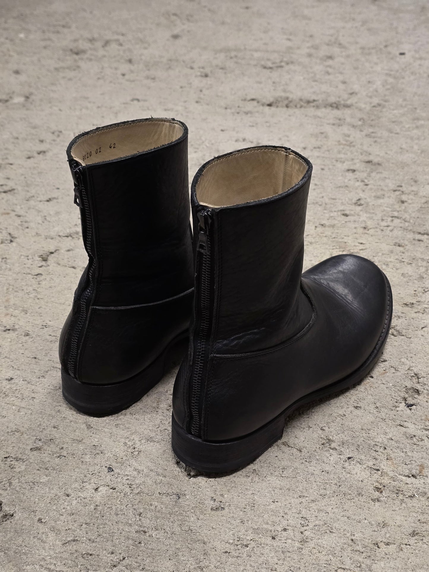 wjk by Jun Hashimoto 00s Black Bison Leather Back Zip Boots