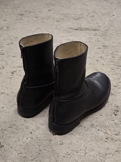 wjk by Jun Hashimoto 00s Black Bison Leather Back Zip Boots