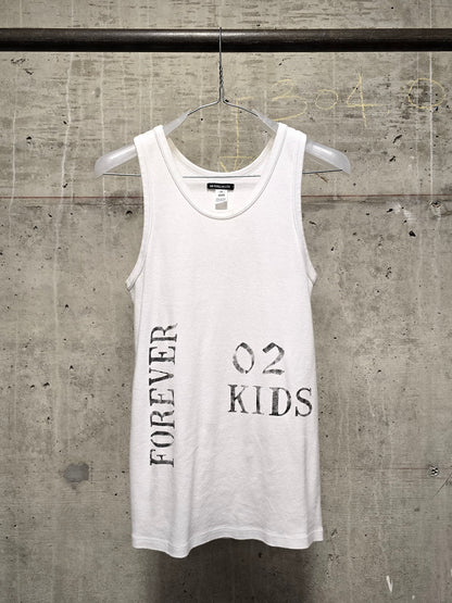 Ann Demeulemeester SS18 "FOREVER 02 KIDS" White Graphic Rib Knit Tank Top