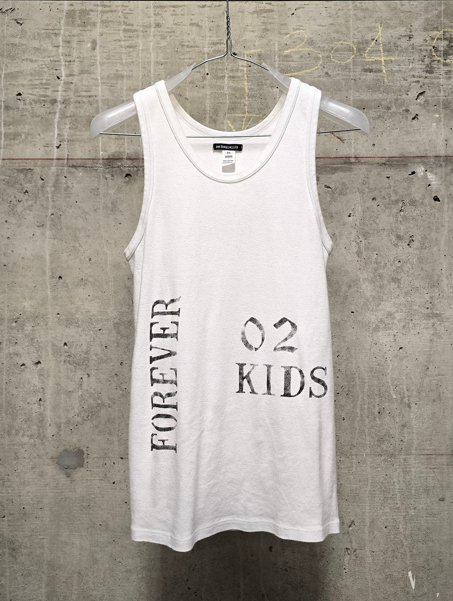 Ann Demeulemeester SS18 "FOREVER 02 KIDS" White Graphic Rib Knit Tank Top