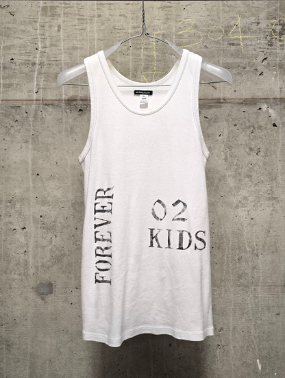 Ann Demeulemeester SS18 "FOREVER 02 KIDS" White Graphic Rib Knit Tank Top