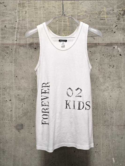 Ann Demeulemeester SS18 "FOREVER 02 KIDS" White Graphic Rib Knit Tank Top