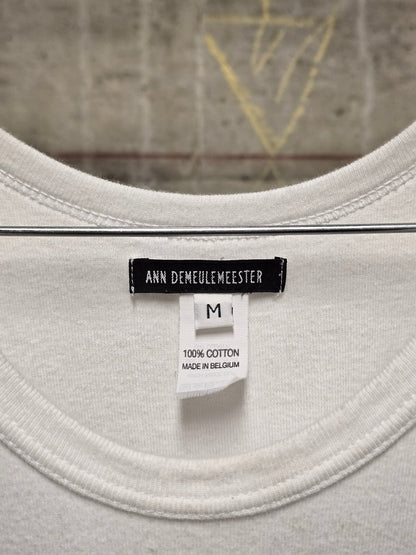 Ann Demeulemeester SS18 "FOREVER 02 KIDS" White Graphic Rib Knit Tank Top