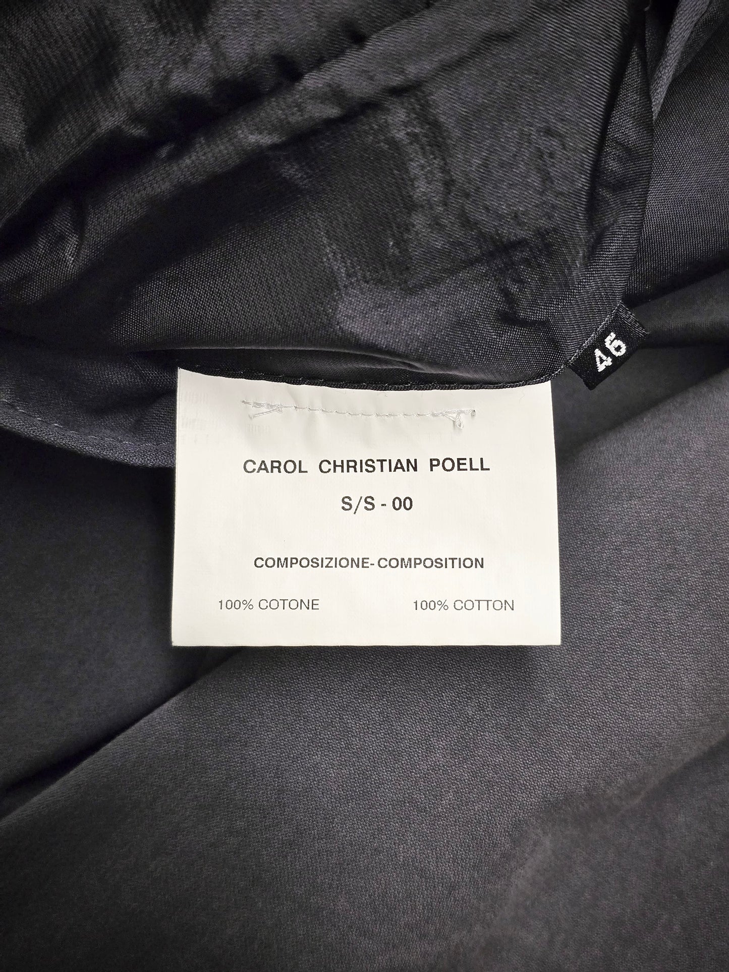 Carol Christian Poell SS00 Charcoal Grey Open-front Long Blazer