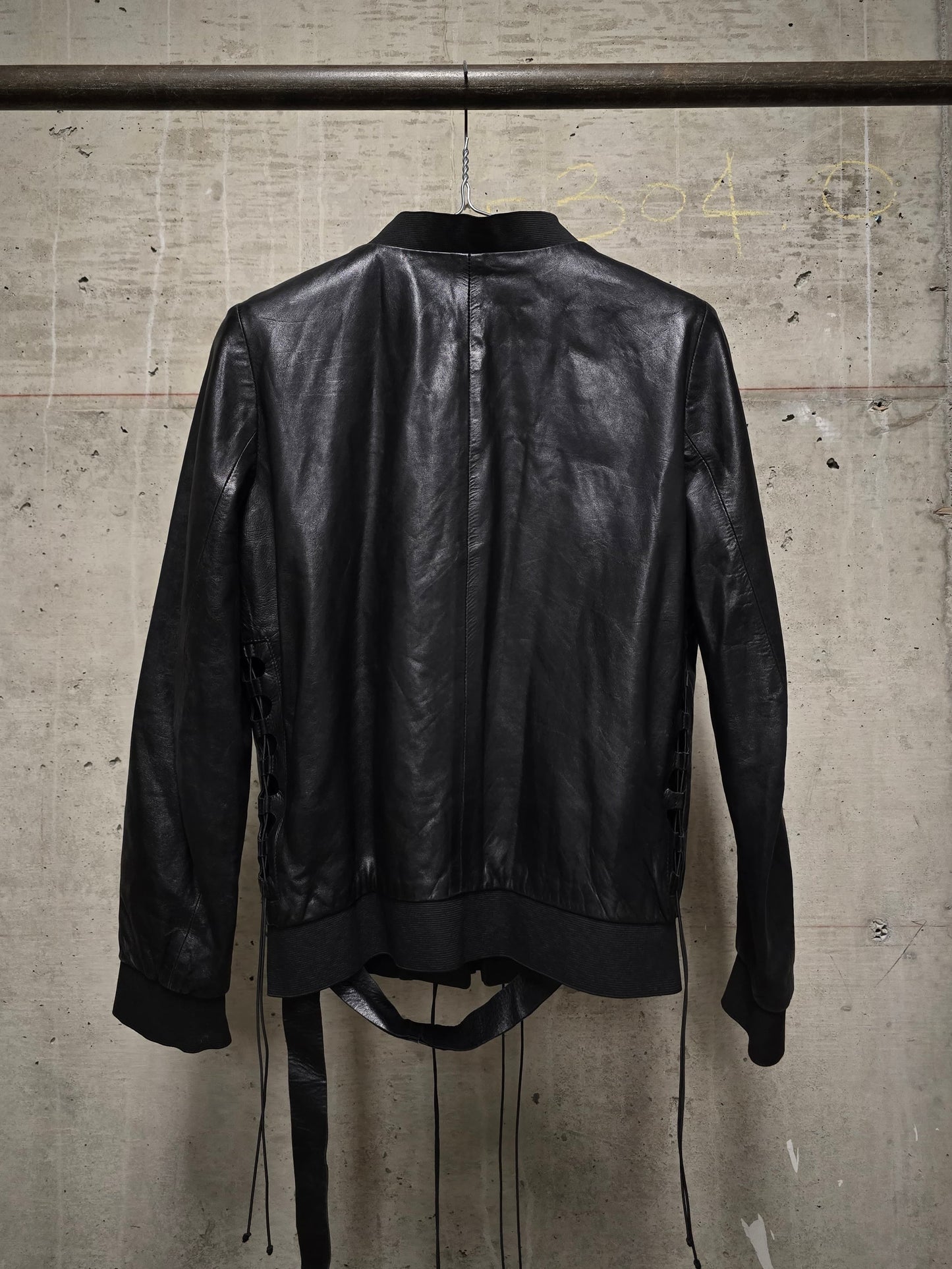 *SAMPLE* Helmut Lang SS01 Bungee Cord Cut Out Lambskin Leather Jacket
