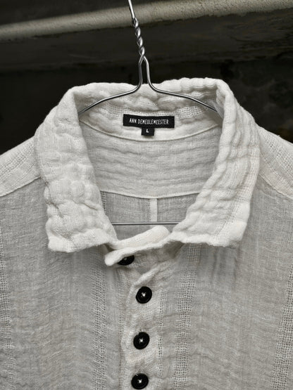 Ann Demeulemeester SS20 Semi Sheer Multi Button White Linen Robe