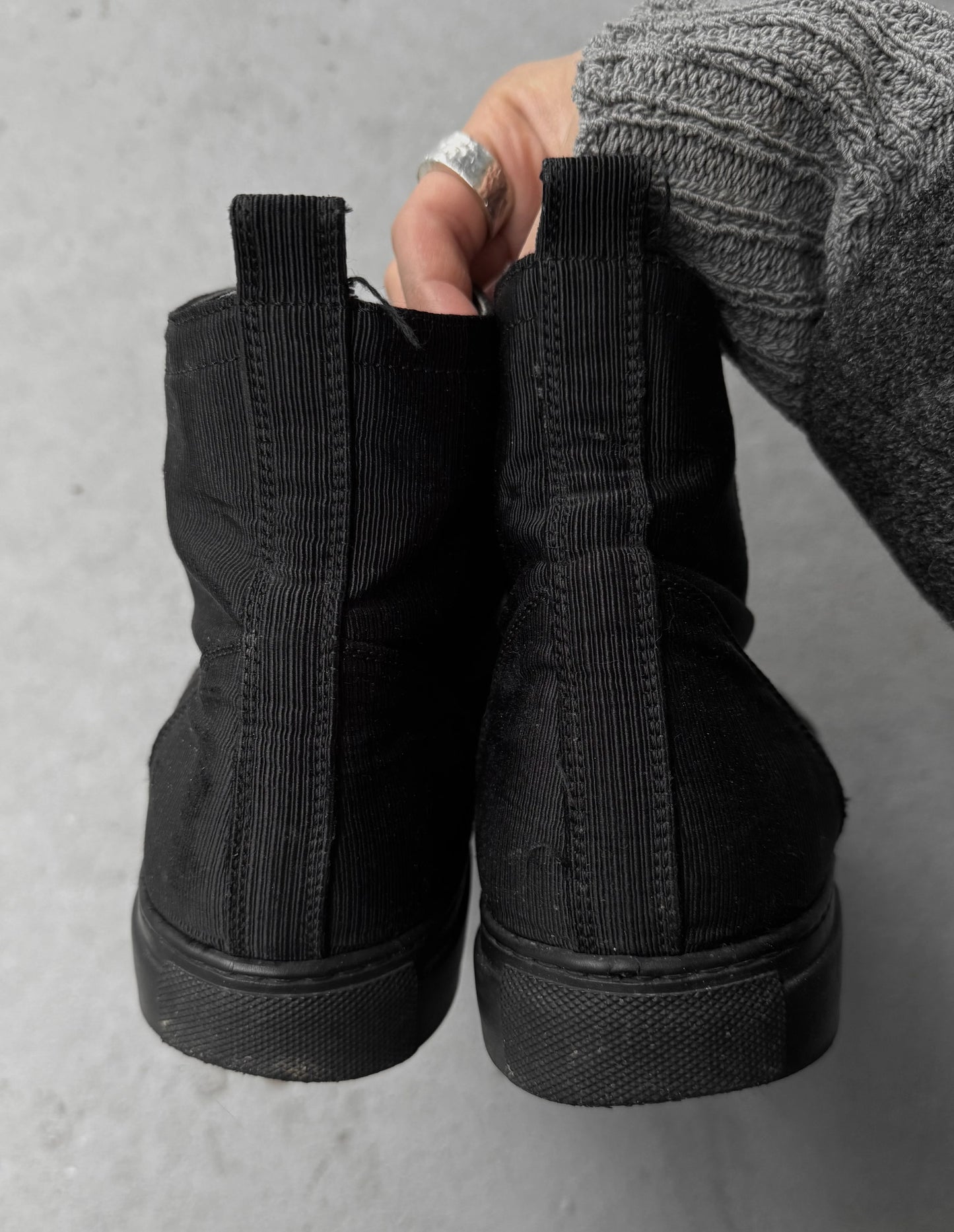 Ann Demeulemeester Black Ribbed Textile Sneakers