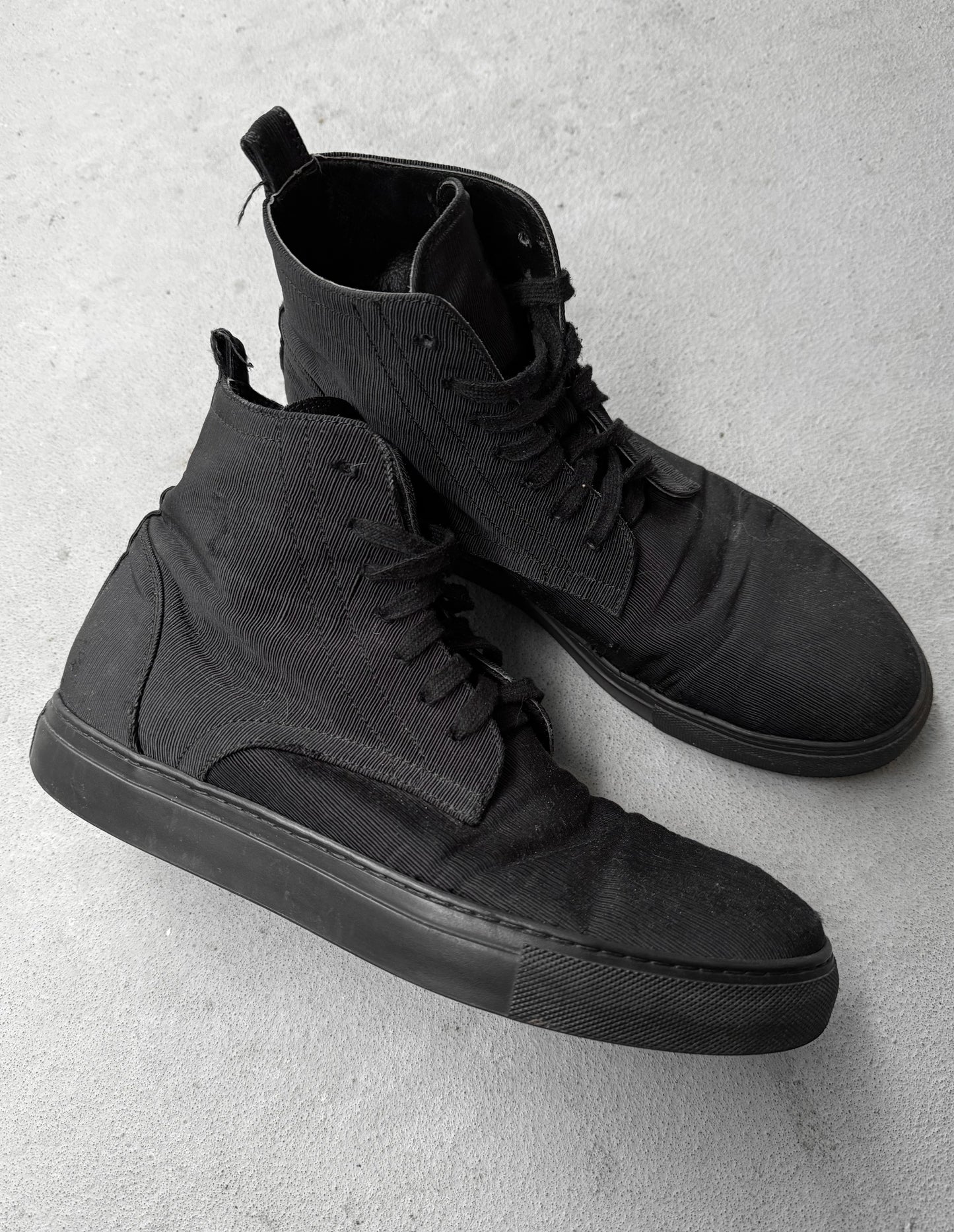 Ann Demeulemeester Black Ribbed Textile Sneakers