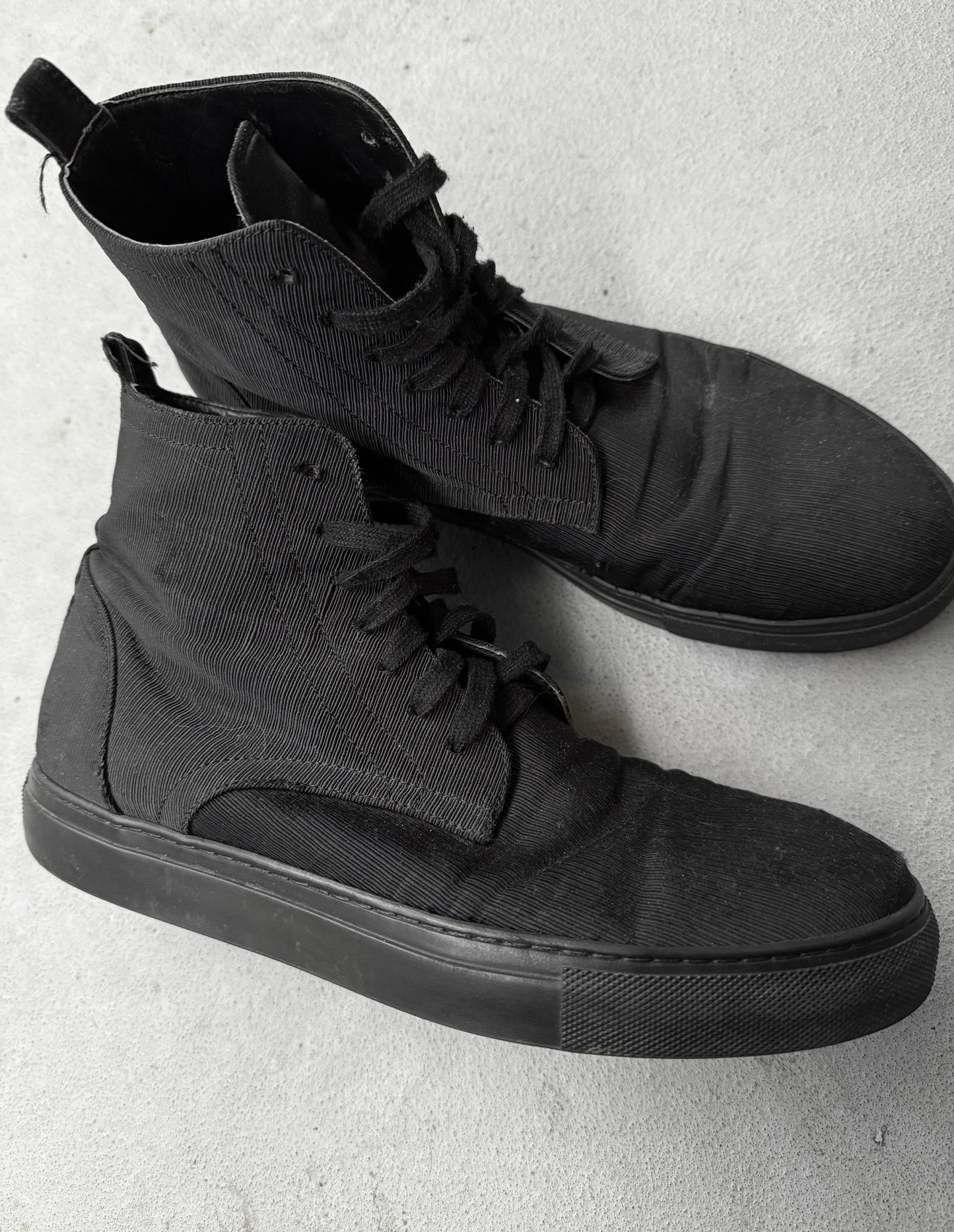 Ann Demeulemeester Black Ribbed Textile Sneakers