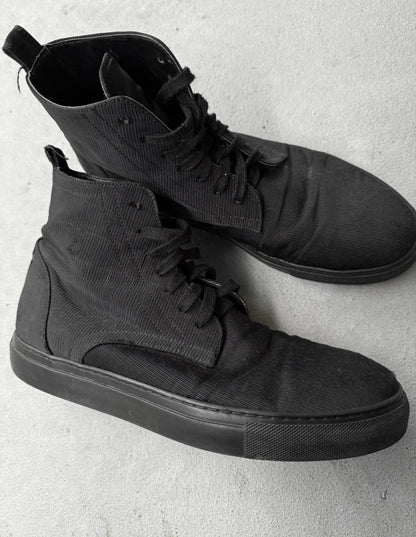 Ann Demeulemeester Black Ribbed Textile Sneakers