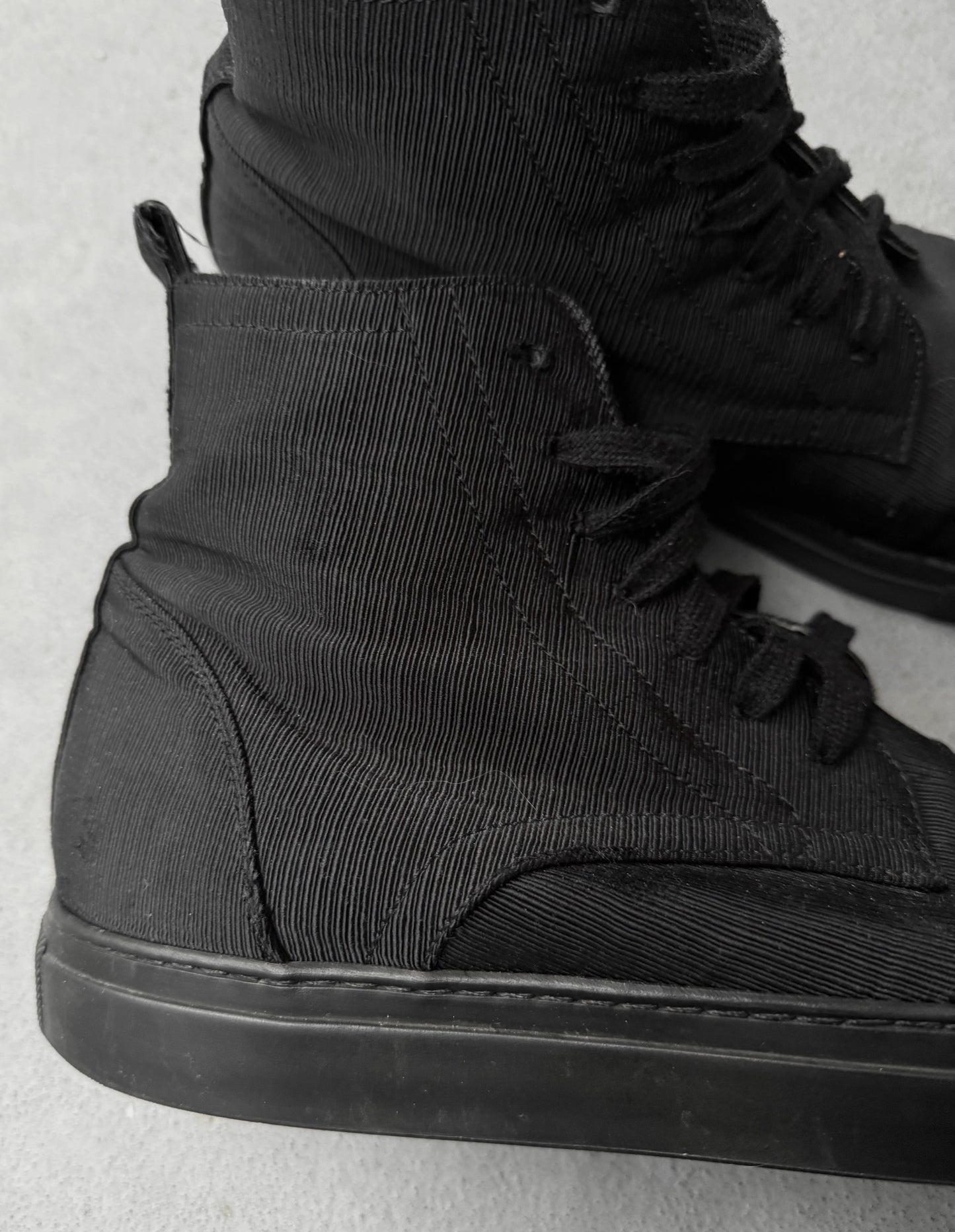 Ann Demeulemeester Black Ribbed Textile Sneakers