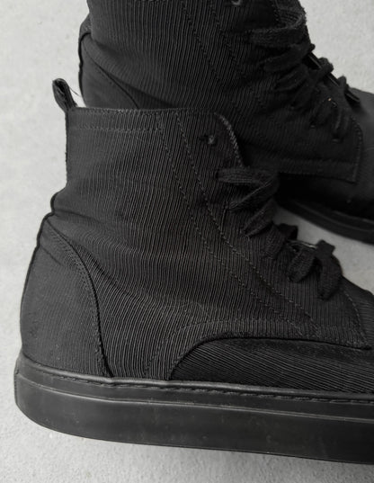 Ann Demeulemeester Black Ribbed Textile Sneakers
