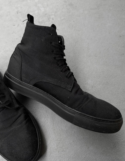 Ann Demeulemeester Black Ribbed Textile Sneakers