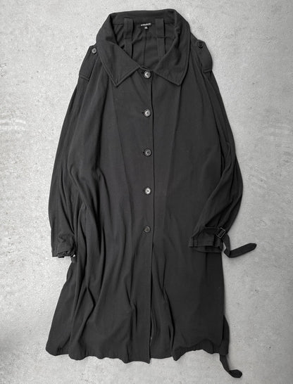 Black coat with a hood on a gray background