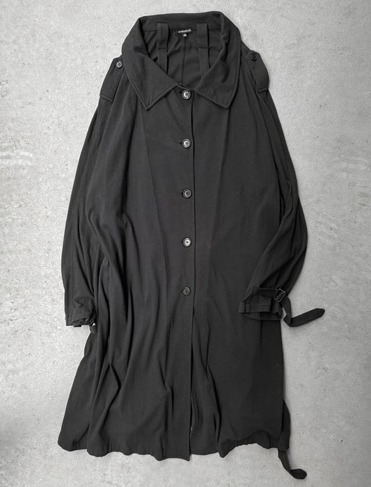 Black coat with a hood on a gray background