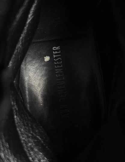 Ann Demeulemeester AW21 Black ‘Vitello’ Backlace Leather Boots