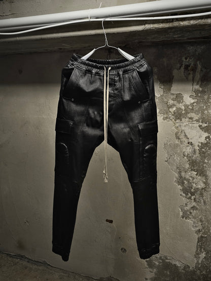 Rick Owens AW19 "LARRY" Lambskin Leather Stretch Cargo Joggers | Archive Fashion Toronto