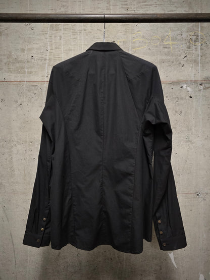 DEVOA Charcoal Grey Anatomical Oxford Button Down Collar Zip Shirt