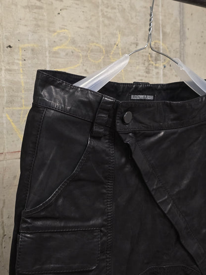Alexandre Plokhov 2010s Asymmetrical Drop-crotch Calfskin Nubuck Leather Cargo Pants
