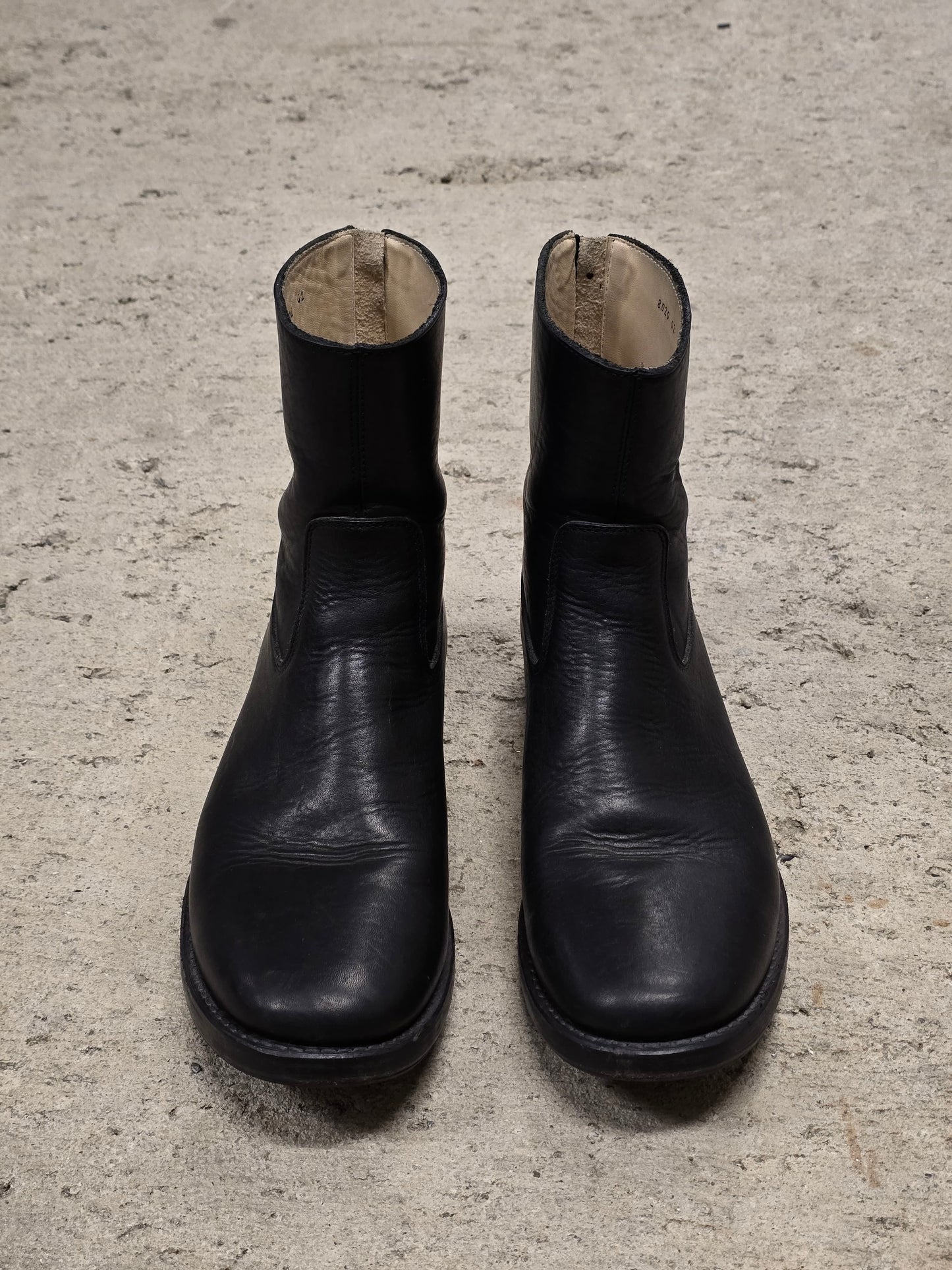 wjk by Jun Hashimoto 00s Black Bison Leather Back Zip Boots