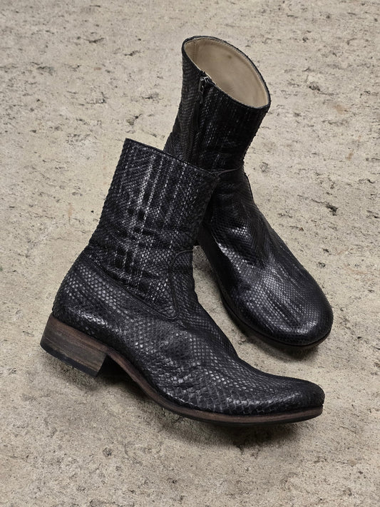Carpe Diem Ealry 00s Striped Snakeskin Leather Side Zip Boots
