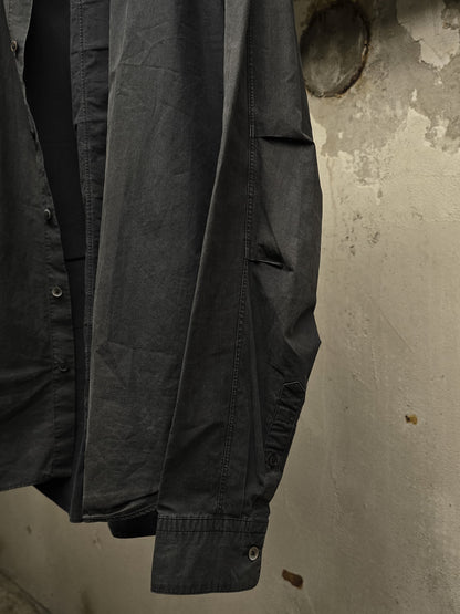 The Viridi-Anne Washed Charcoal Grey Pleated Button-Up Shirt detail | DRIEW GARMENTS