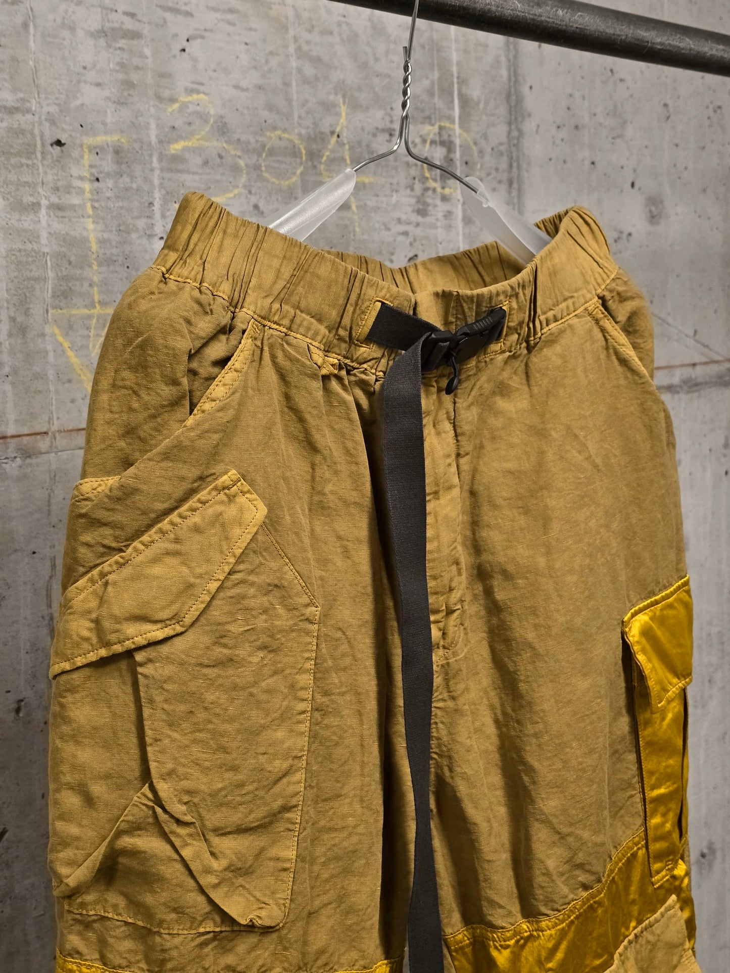 The Viridi-Anne SS22 Mustard Yellow Cargo Utility Jogger Pants
