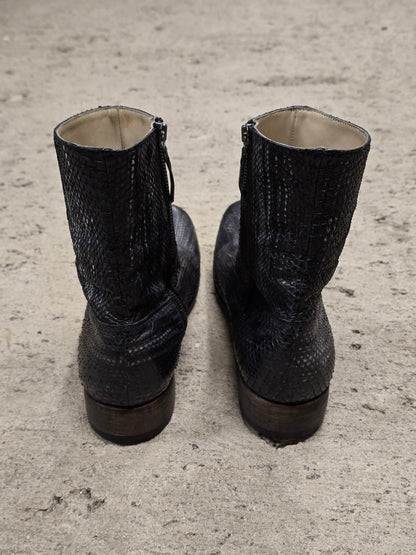 Carpe Diem Ealry 00s Striped Snakeskin Leather Side Zip Boots