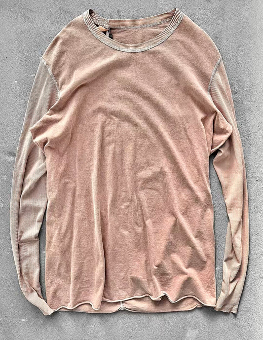 Beige long-sleeve shirt on a gray background