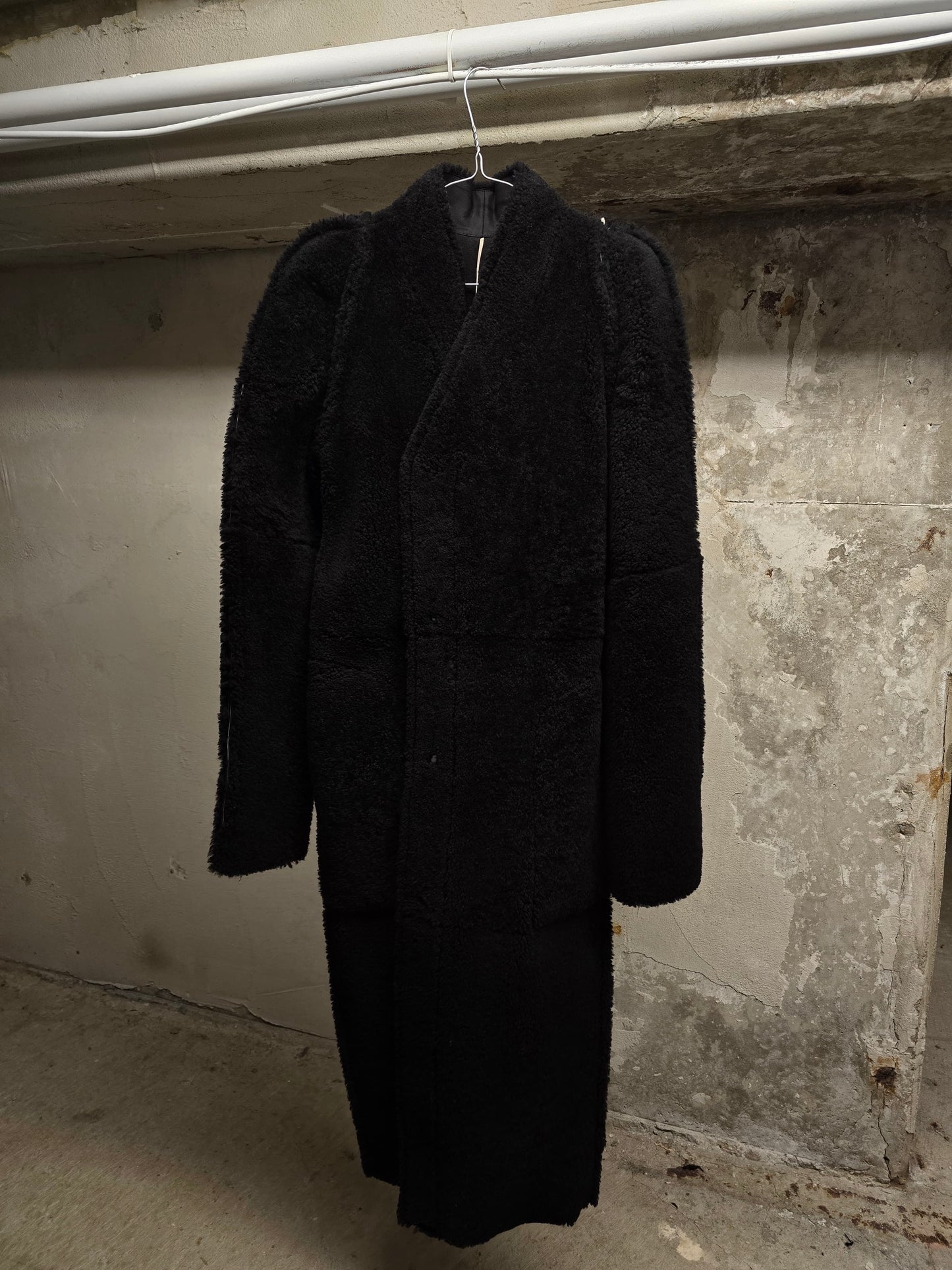 Rick Owens AW19 "LARRY" Legaspi Black Lamb Shearling Coat