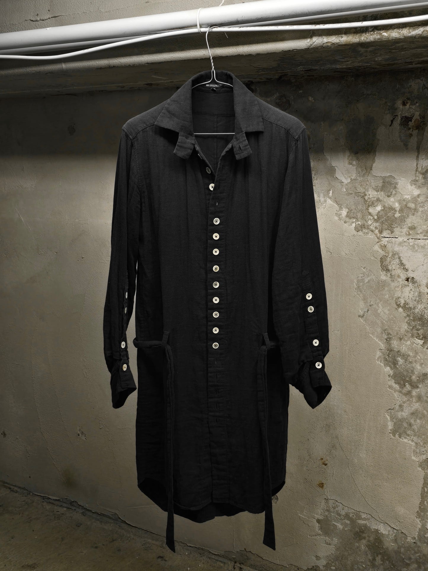 Ann Demeulemeester SS20 Multi Button Black Cotton Robe