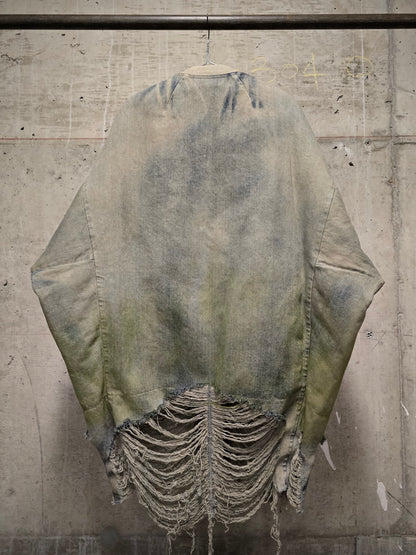 Rick Owens AW23 "LUXOR" PEARL ACID DEGRADE Jumbo Peter Flight Padded Denim Jacket