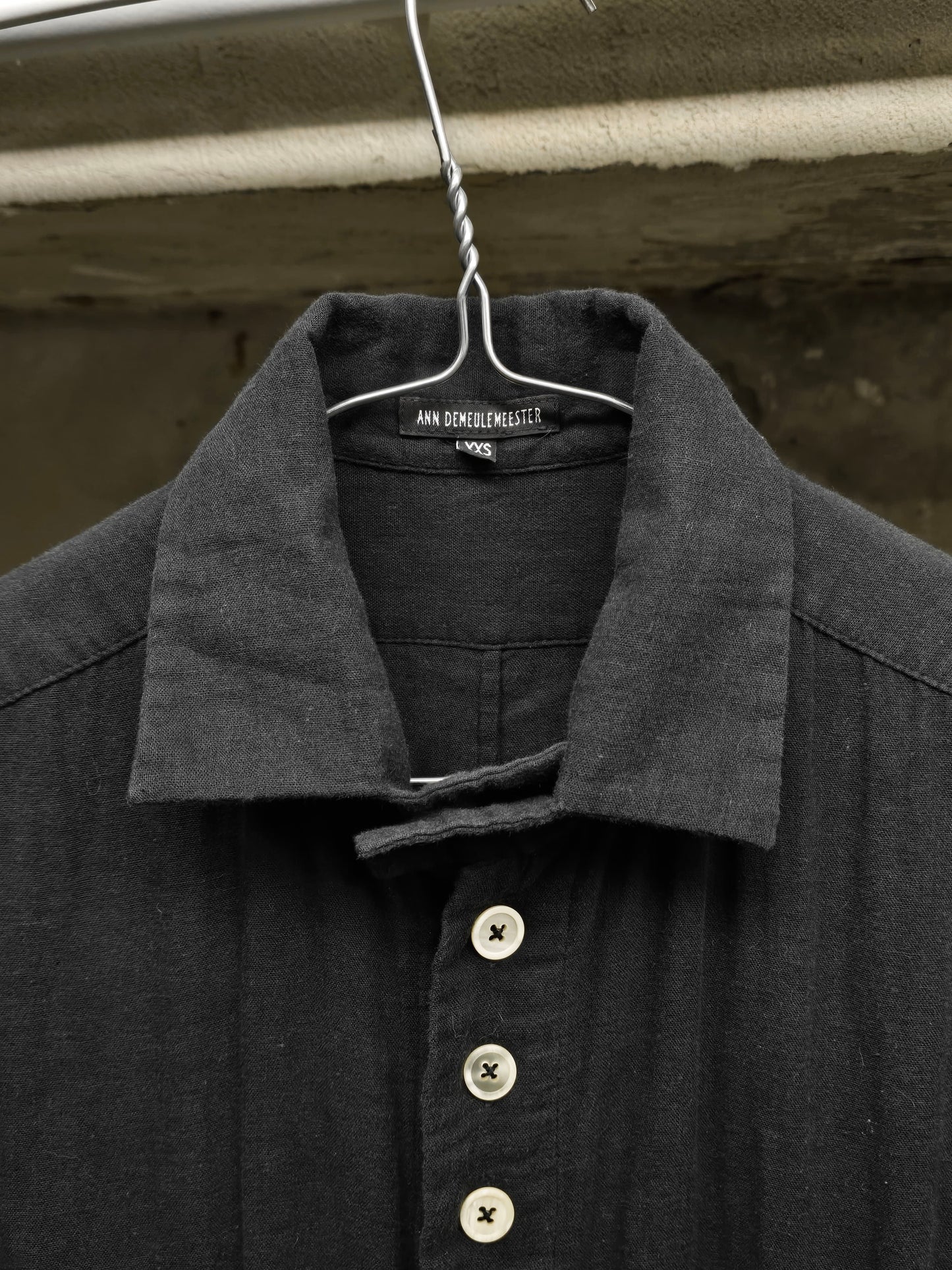 Ann Demeulemeester SS20 Multi Button Black Cotton Robe
