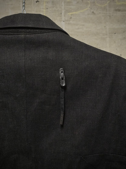 Boris Bidjan Saberi AW13-14 'SUIT2-F1780' Charcoal Grey Heavy Cotton Canvas Shawl Collar Blazer