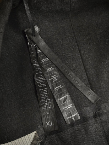 Boris Bidjan Saberi AW13-14 'SUIT2-F1780' Charcoal Grey Heavy Cotton Canvas Shawl Collar Blazer