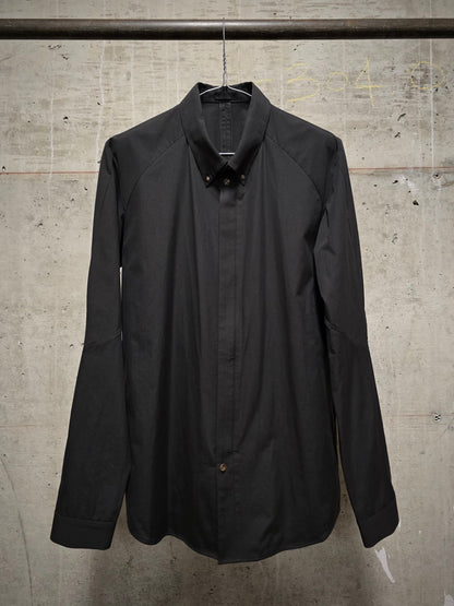 DEVOA Charcoal Grey Anatomical Oxford Button Down Collar Zip Shirt
