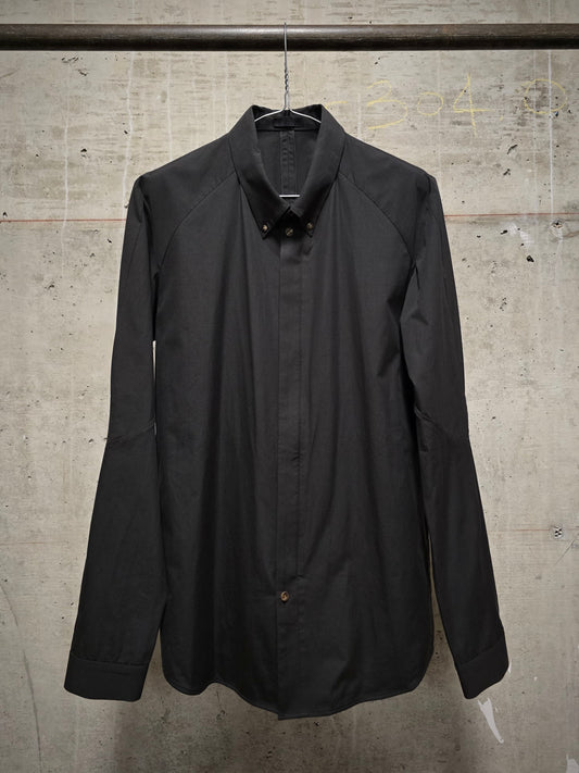 DEVOA Charcoal Grey Anatomical Oxford Button Down Collar Zip Shirt